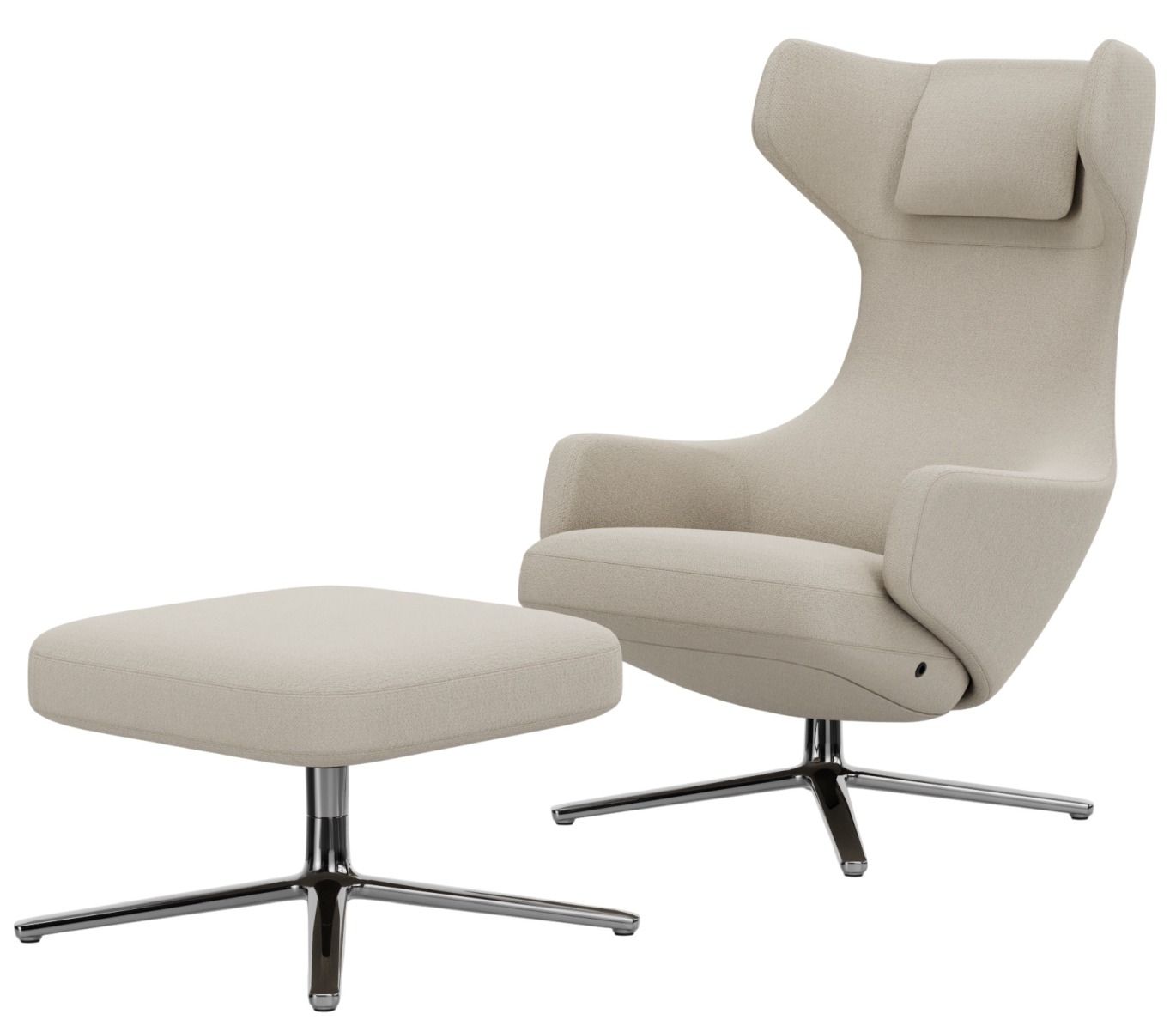 Grand Repos Sessel  + Ottoman POLIERT / CREDO CRÈME Vitra EINZELSTÜCK 